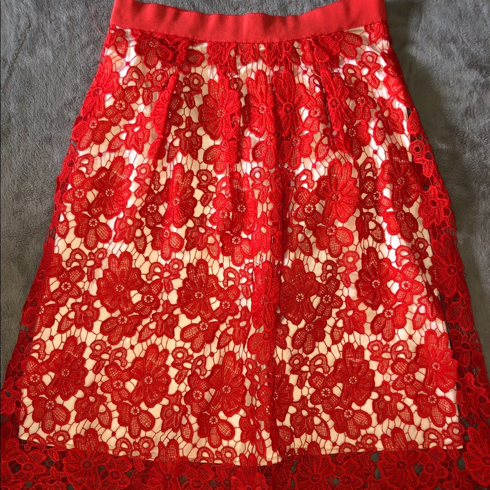 Red Floral Skirt